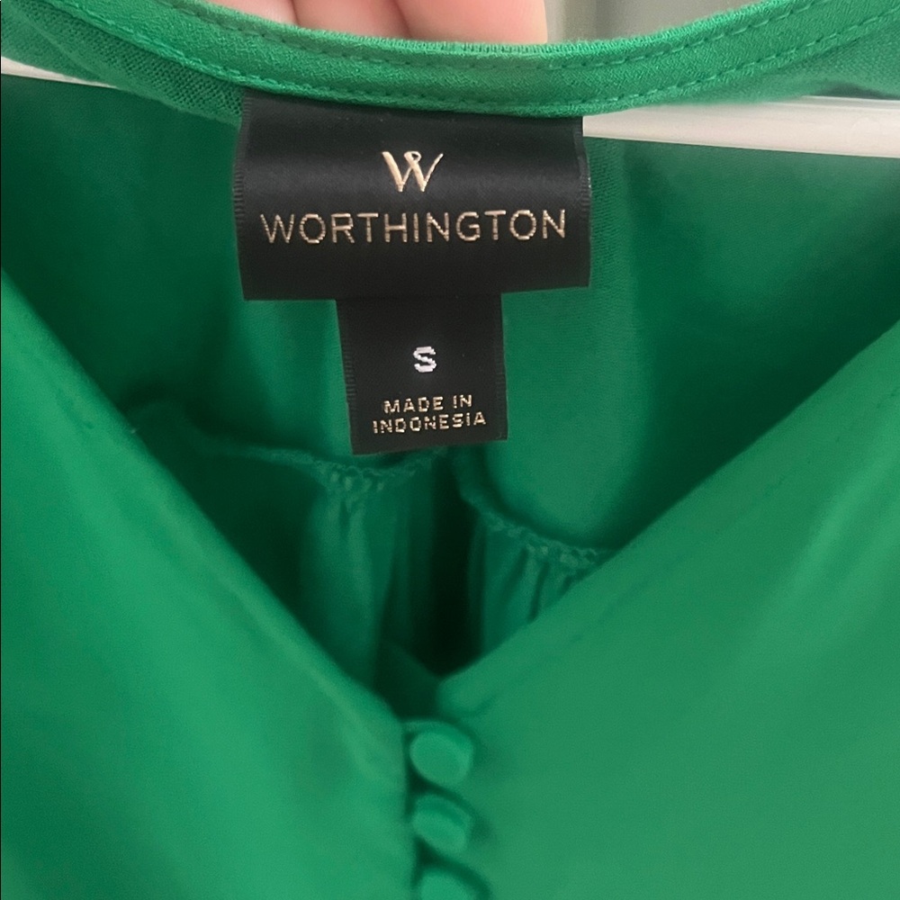 Worthington Emerald Green Button-Front Tank Top - Picture 2 of 3
